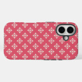 鮮やかなピンクの花柄と幾何学模様の花 Case-Mate iPhoneケース (裏面 (横))