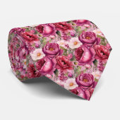 鮮やかなピンクの花柄の水彩ネクタイ ネクタイ (ロール)