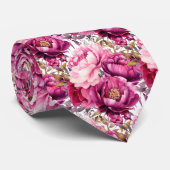 鮮やかなピンクの花柄の水彩ネクタイ ネクタイ (ロール)