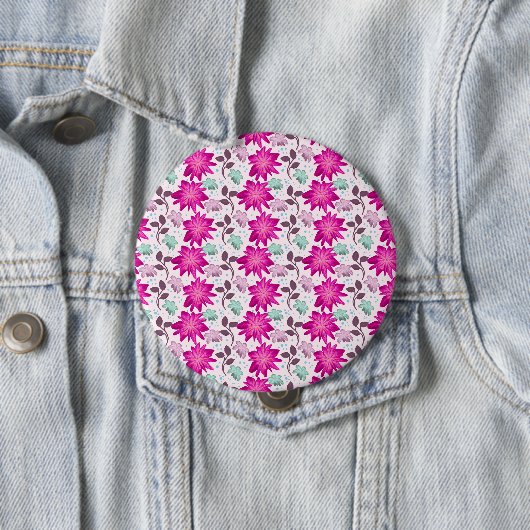 鮮やかなピンクの花柄 | モダンな大輪の花 缶バッジ (インサイチュ)