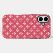 鮮やかなピンクの花柄+幾何学模様の花 Case-Mate iPhoneケース (裏面 (横))