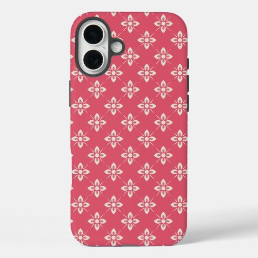鮮やかなピンクの花柄+幾何学模様の花 Case-Mate iPhoneケース (裏面)