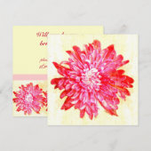 鮮やかなピンクの菊の花 招待状 (正面/裏面)