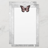 鮮やかなピンクの蝶の文房具 便箋 (正面/裏面)