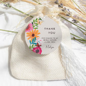 鮮やかなピンクの野生の花のブライダルシャワーの感謝 フェイバータグ