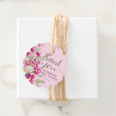 鮮やかなピンクの野生の花の花束 ボーホー ブライズシャワー フェイバータグ (インサイチュ)