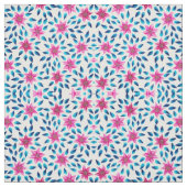 鮮やかなピンクの青い花葉類アクリル絵を描系 ファブリック (見本)