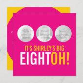 鮮やかなピンクの80歳のEIGHTOH! フォトバースデー招待状 招待状 (正面/裏面)