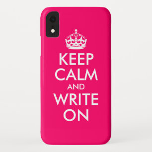 鮮やかなピンクの「Keep Calm and Write On」 iPhone XRケース