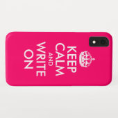 鮮やかなピンクの「Keep Calm and Write On」 Case-Mate iPhoneケース (裏面(横))
