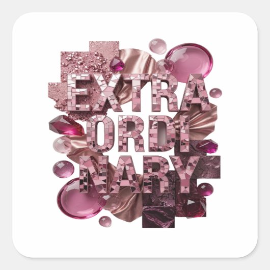 鮮やかなピンクのEXTRAORDINARY ステッカー モチーフ (正面)