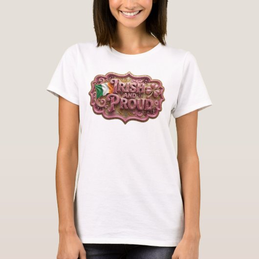 鮮やかなピンクのIRISH+AND+PROUD Tシャツ (正面)