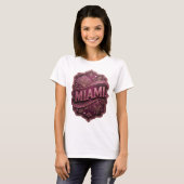 鮮やかなピンクのMIAMIグラフィックTシャツ Tシャツ (正面フル)