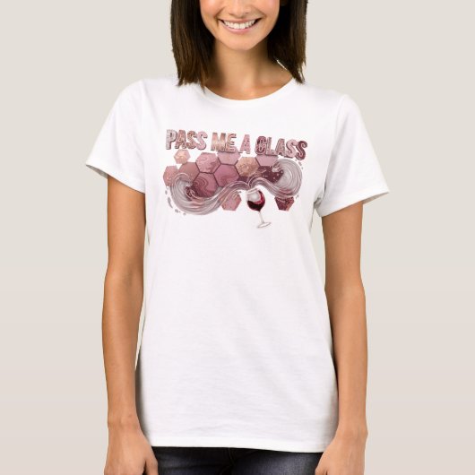 鮮やかなピンクのPASS ME A GLASSスローガンTシャツ Tシャツ (正面)