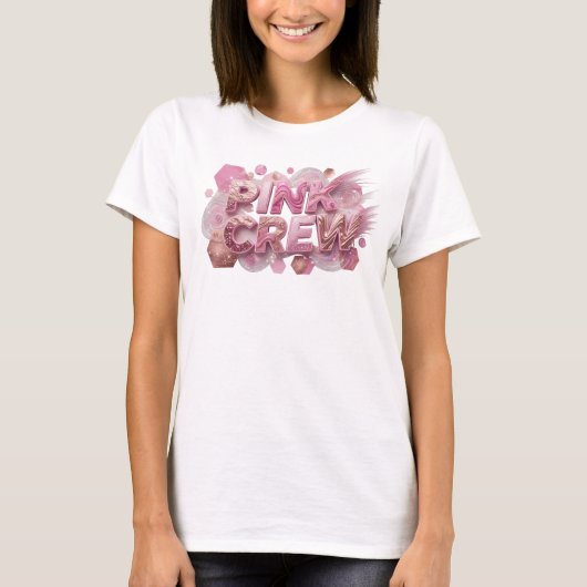 鮮やかなピンクのPINK CREW 引用Tシャツ Tシャツ (正面)
