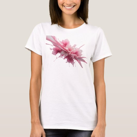 鮮やかなピンクのPINK PAINT SPLASH テキストデザイン Tシャツ (正面)