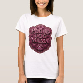 鮮やかなピンクのPROUD DOG MAMAプリント Tシャツ