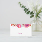 鮮やかなピンクオレンジの花柄名札 フラットなプレースカード プレイスカード (スタンド正面)