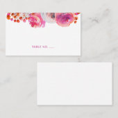 鮮やかなピンクオレンジの花柄名札 フラットな名刺 プレイスカード (正面/裏面)