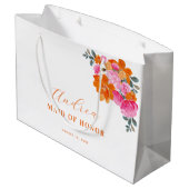 鮮やかなピンクオレンジの華やかな花嫁の友人ギフト ラージペーパーバッグ (裏面アングル)
