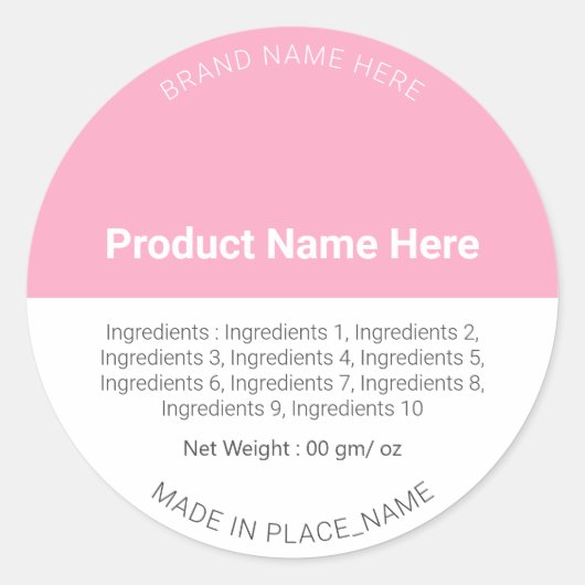 鮮やかなピンクカスタム色のブランド原料製品ラベル ラウンドシール (正面)