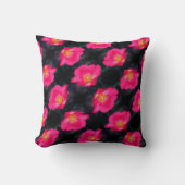 鮮やかなピンクローズ花びら抽象芸術フローラルパターン クッション (正面)