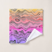 鮮やかなピンク紫色の大理石スワールタオルセット バスタオルセット (ウォッシュタオル)