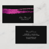 鮮やかなピンク色のストロー絵を描クのミニマリスト 名刺 (正面/裏面)