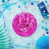 鮮やかなピンク色の牡丹プレート、7"ラウンド ペーパープレート (パーティー)