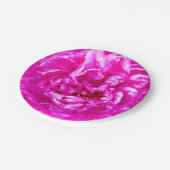 鮮やかなピンク色の牡丹プレート、7"ラウンド ペーパープレート (アングル)
