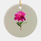 鮮やかなピンク色の牡丹 セラミックオーナメント (裏面)