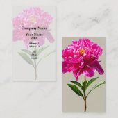 鮮やかなピンク色の牡丹 名刺 (正面/裏面)