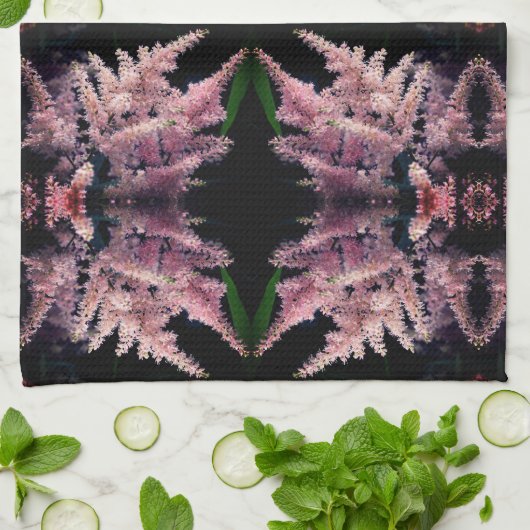 鮮やかなピンク色の花クローズアップ抽象芸術パターン キッチンタオル (折り畳み)