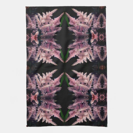 鮮やかなピンク色の花クローズアップ抽象芸術パターン キッチンタオル (縦)