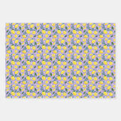 鮮やかなピンク、薄紫、スカイブルーのフルーティレモン ラッピングペーパーシート (正面3)