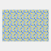 鮮やかなピンク、薄紫、スカイブルーのフルーティレモン ラッピングペーパーシート (正面2)