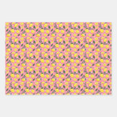 鮮やかなピンク、薄紫、スカイブルーのフルーティレモン ラッピングペーパーシート (正面)