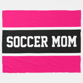 鮮やかなピンク 黒 白 サッカー ママ ストライプ フリースブランケット