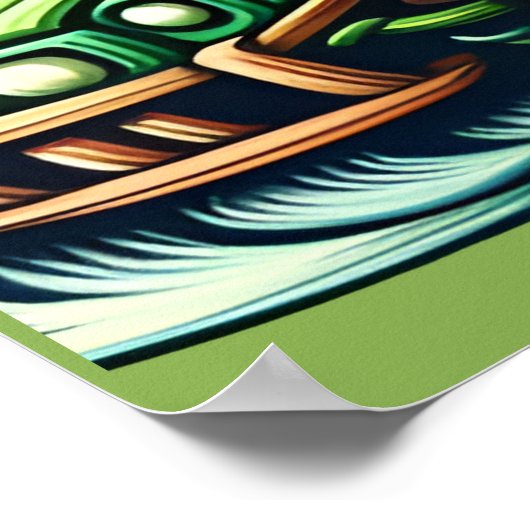 鮮やかなファンの緑の車に乗るアニメーショクマ ポスター (角)