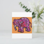 鮮やかなファンキー落書き象 ポストカード (スタンド正面)