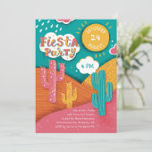 鮮やかなフィエスタパーティー。サボテンタコスとテキーラ 招待状 (スタンド正面)