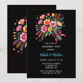 鮮やかなフィエスタ ウェディング ブーケ 婚約パーティー 招待状 (正面/裏面)