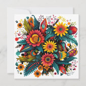 鮮やかなフィエスタ フローラル カップルシャワーのお祝い 招待状 (裏面)