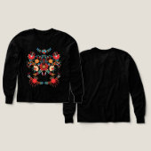 鮮やかなフォルクロア フローラル Tシャツ (デザイン 正面&背面)