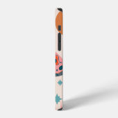 鮮やかなフォークアートの蛾模様 iPhoneケース (左側面)