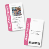 鮮やかなフクシアのフリーランス写真家バッジ バッジ (Front & Back)