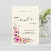 鮮やかなフクシアの花のQRコード付き結婚式招待状 招待状 (スタンド正面)
