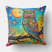 鮮やかなフクロウのケレシ疑問に思アル：と魔法 クッション (裏面)