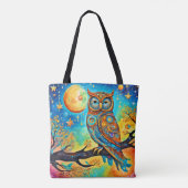 鮮やかなフクロウのケレシ疑問に思アル：と魔法 トートバッグ (裏面)