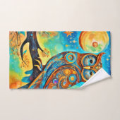 鮮やかなフクロウのケレシ疑問に思アル：と魔法 バスタオルセット (ハンドタオル)